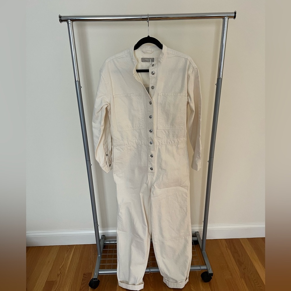 Everlane Bone cotton canvas jumpsuit size small in Salt